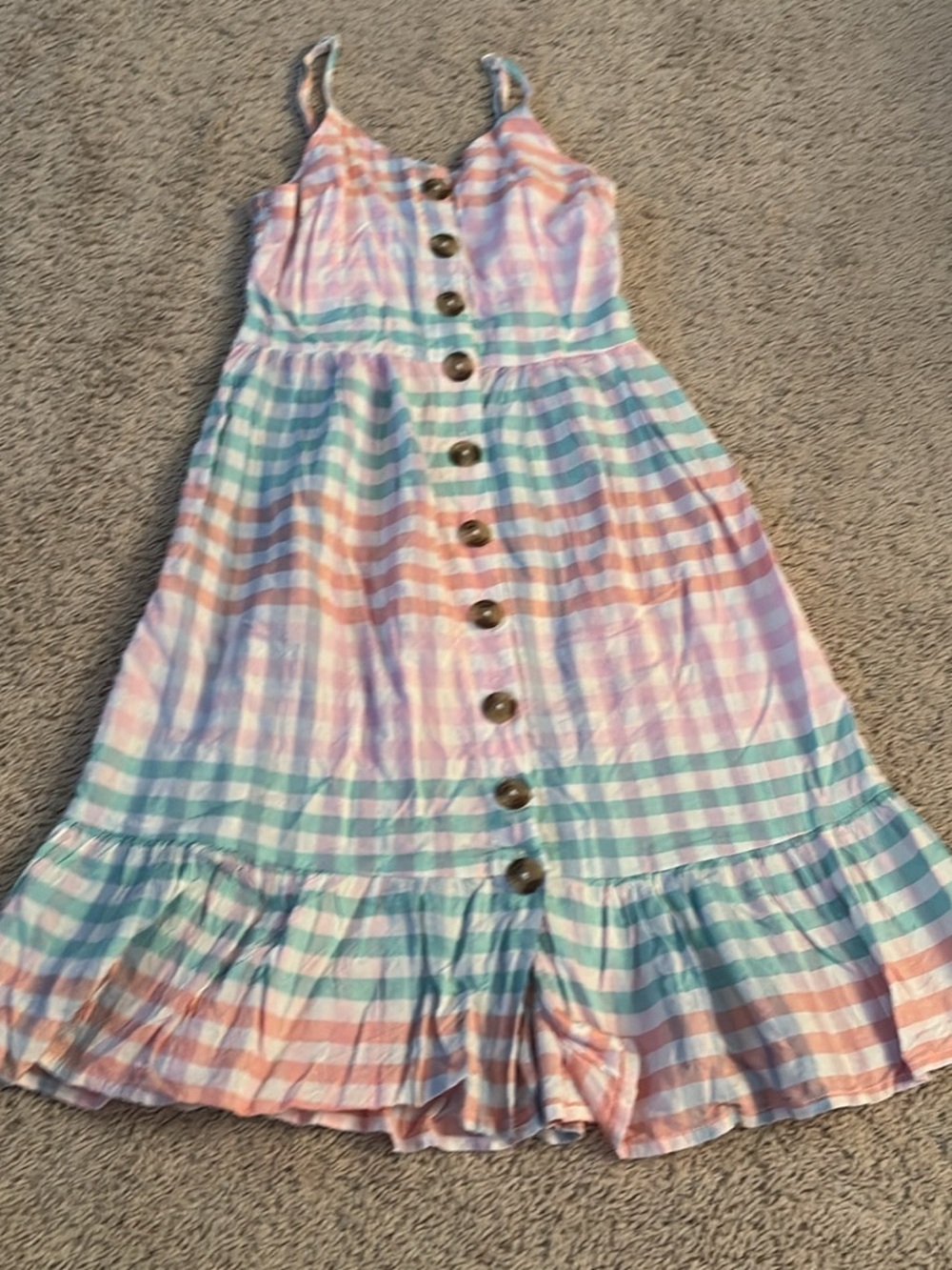 Pastel Gingham Button-Front Sundress in Pink, Mint, Peach